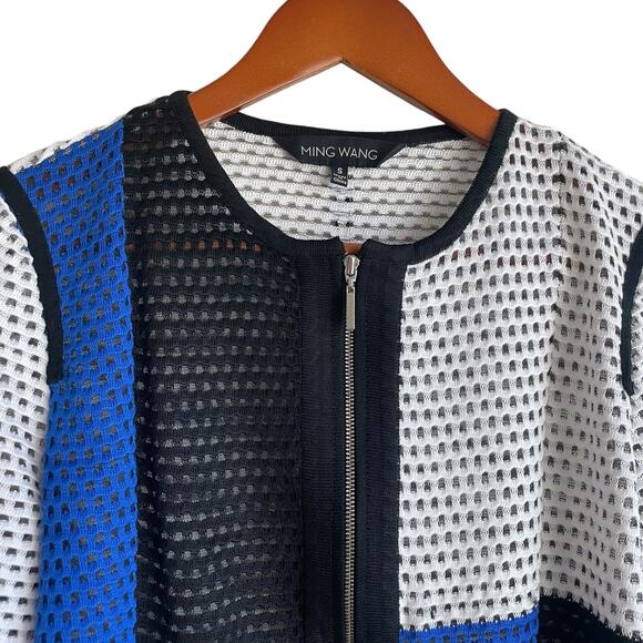 Ming Wang Women Jacket S Color Block Open Knit Career Office Contemporary Travel - Picture 9 of 9